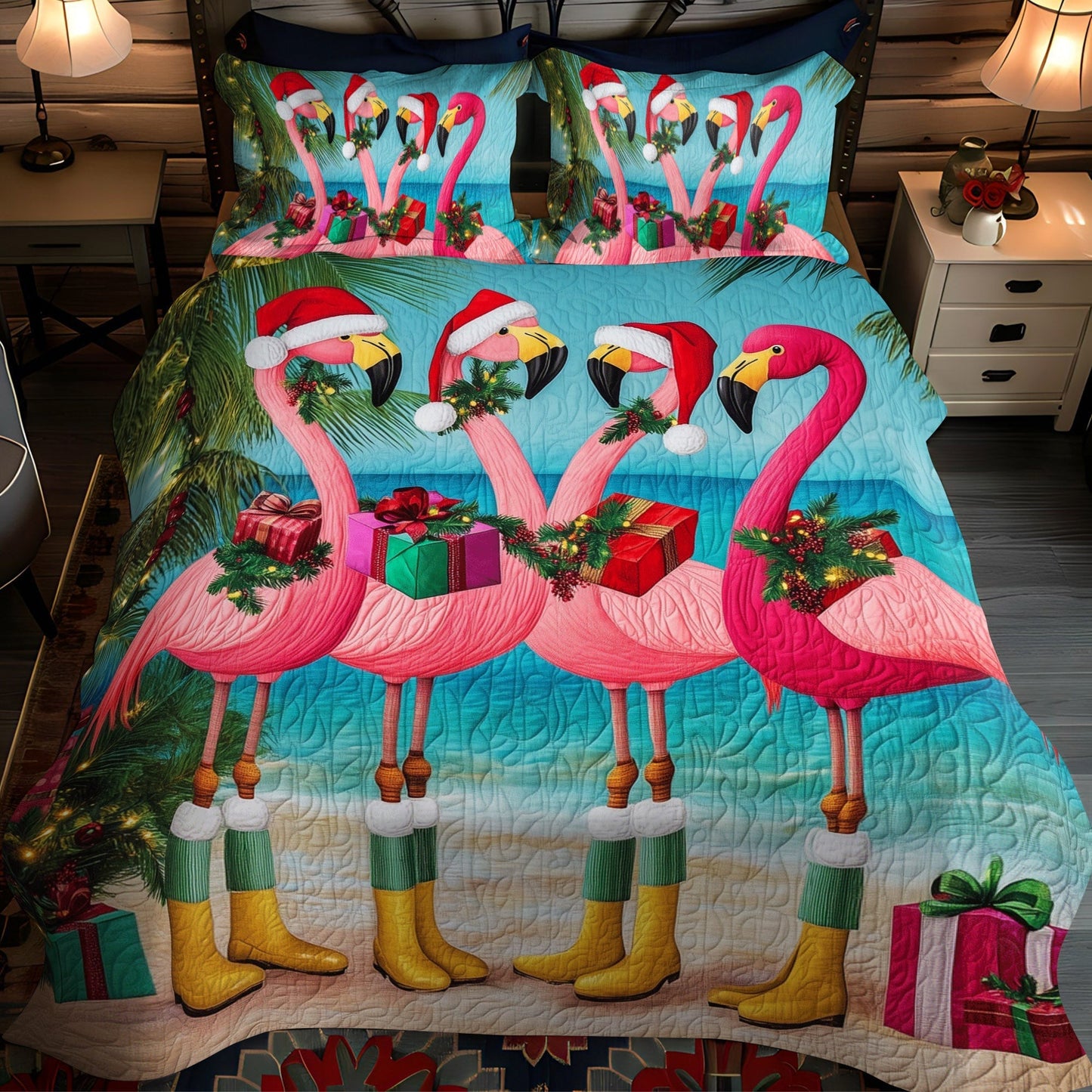 Flamingo Vibes 3-Piece Quilted Bedding Set - Single (59" x 70")