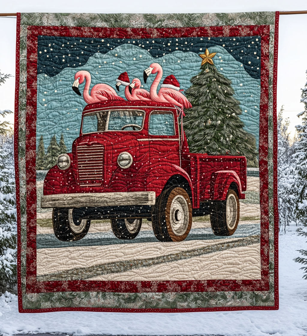 Flamingo Whisper Quilted Blanket - Throw (55" x 60")