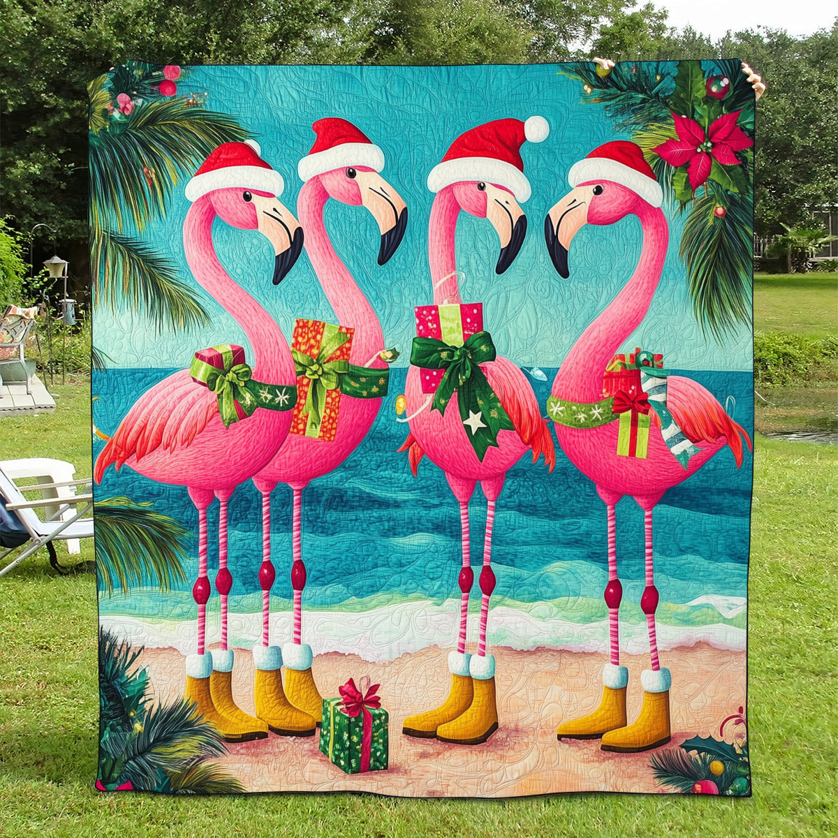 Flamingo Wonderland Quilted Blanket - Throw (55" x 60")