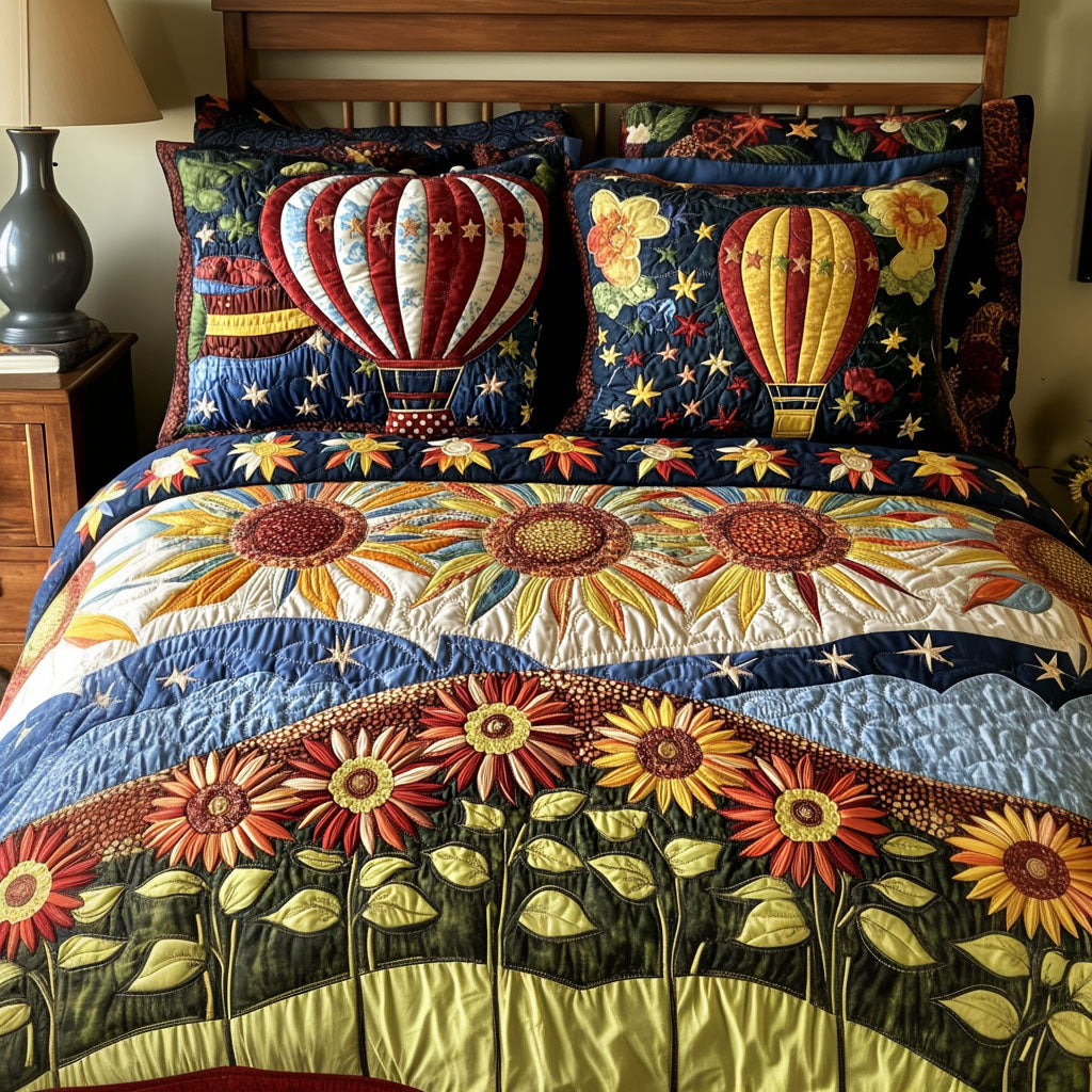Floating Through Fields 3-Piece Quilted Bedding Set - Single (59" x 70")