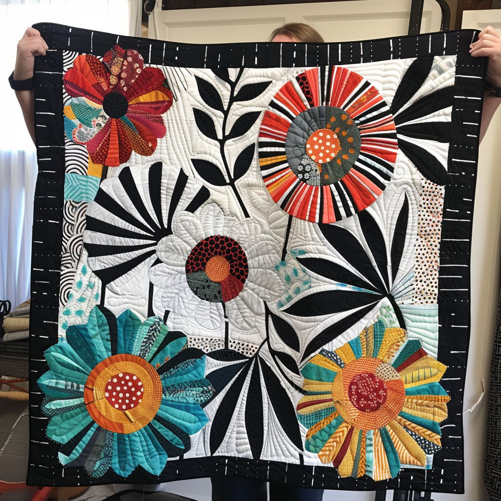 Floral Enigma Quilted Blanket - Throw (55" x 60")
