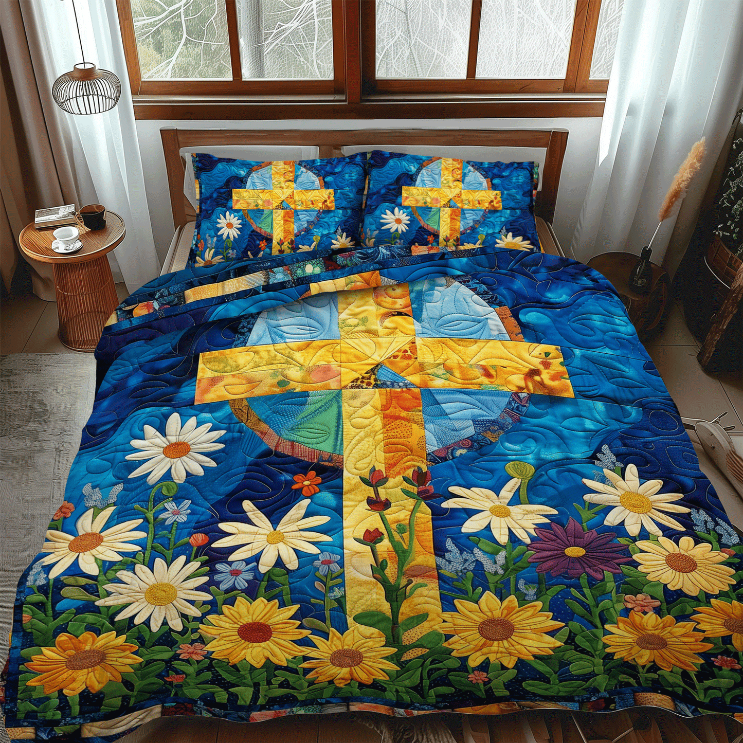 Floral Faith 3-Piece Quilted Bedding Set - Single (59" x 70")
