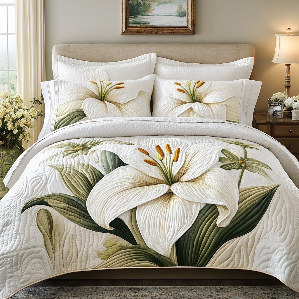 Floral Bliss 3-Piece Quilted Bedding Set - Single (59" x 70")