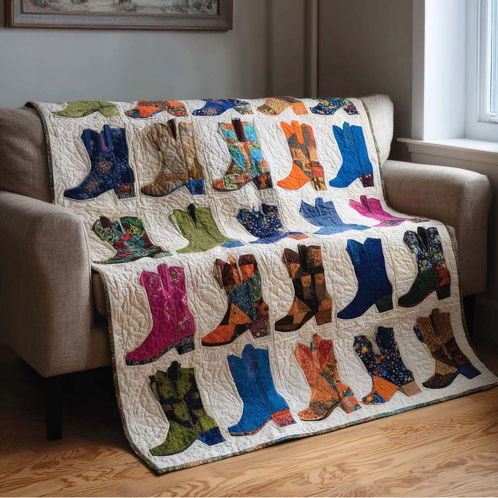 Floral Boots Quilted Blanket - Baby (30" x 40") - Pack 1