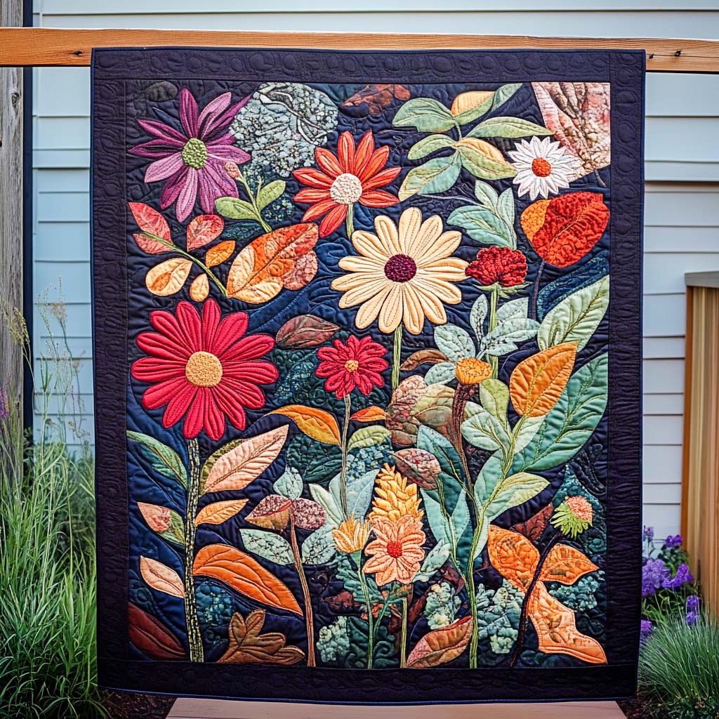 Floral Cascade Quilted Blanket - Throw (55" x 60")
