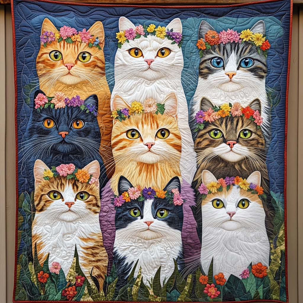 Floral Crowns Quilted Blanket - Throw (55" x 60")