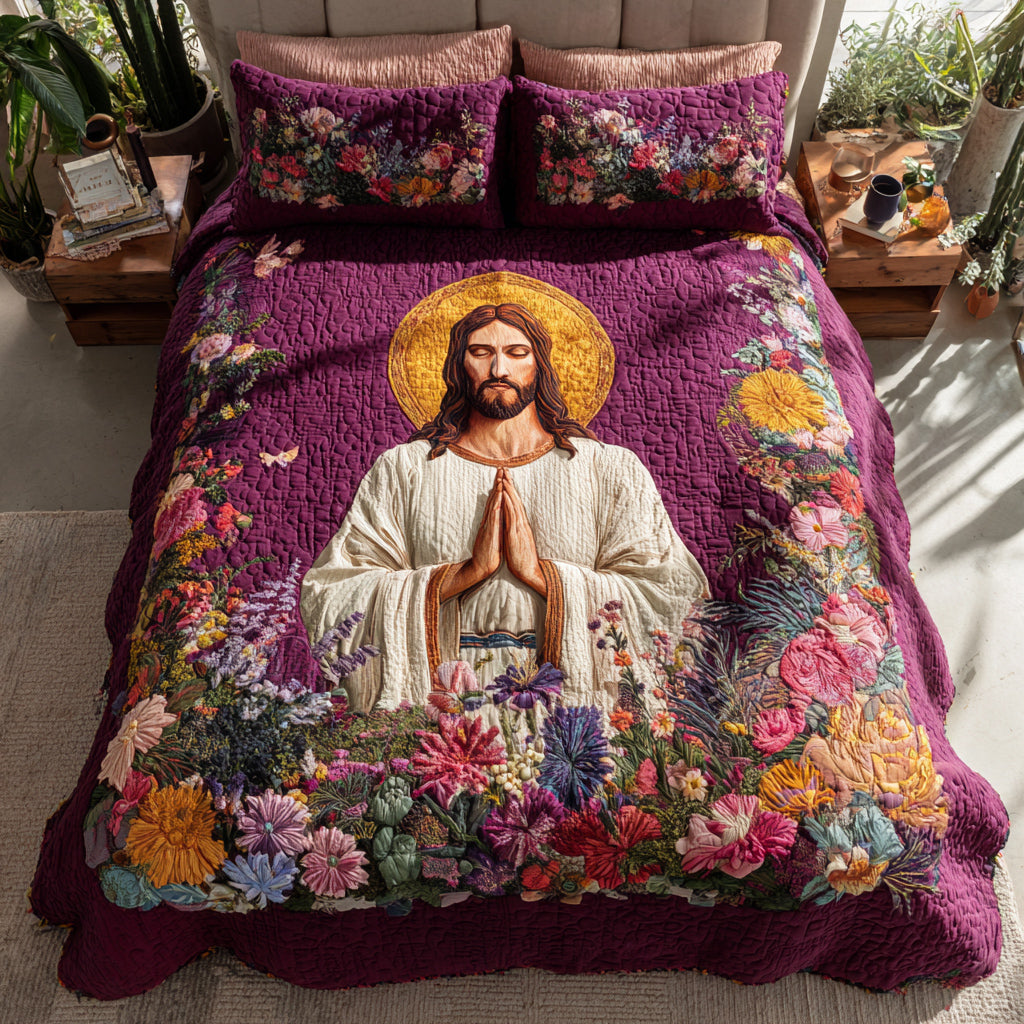 Floral Devotion 3-Piece Quilted Bedding Set - Single (59" x 70")
