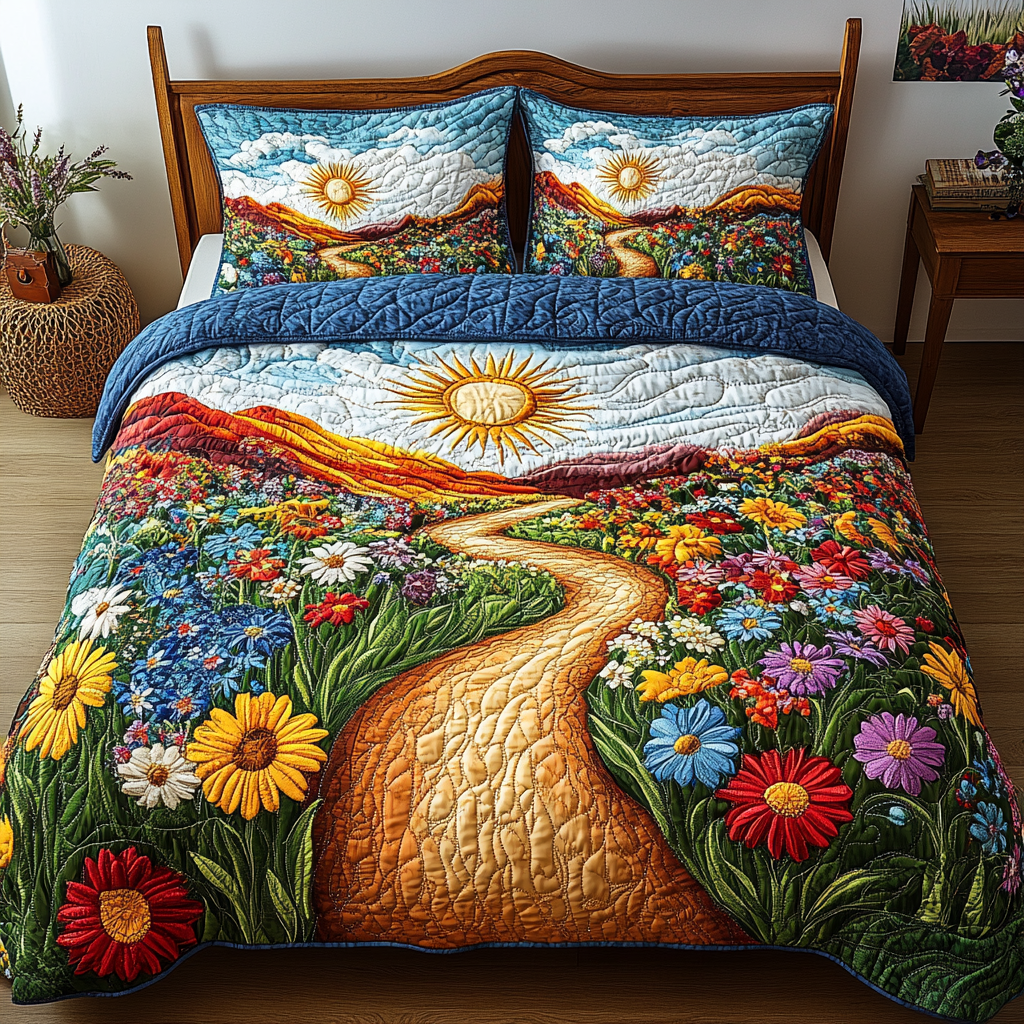 Floral Dream 3-Piece Quilted Bedding Set - Single (59" x 70")