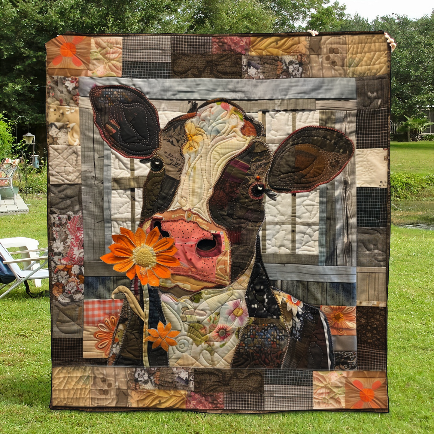Floral Farmhouse Quilted Blanket - Throw (55" x 60")