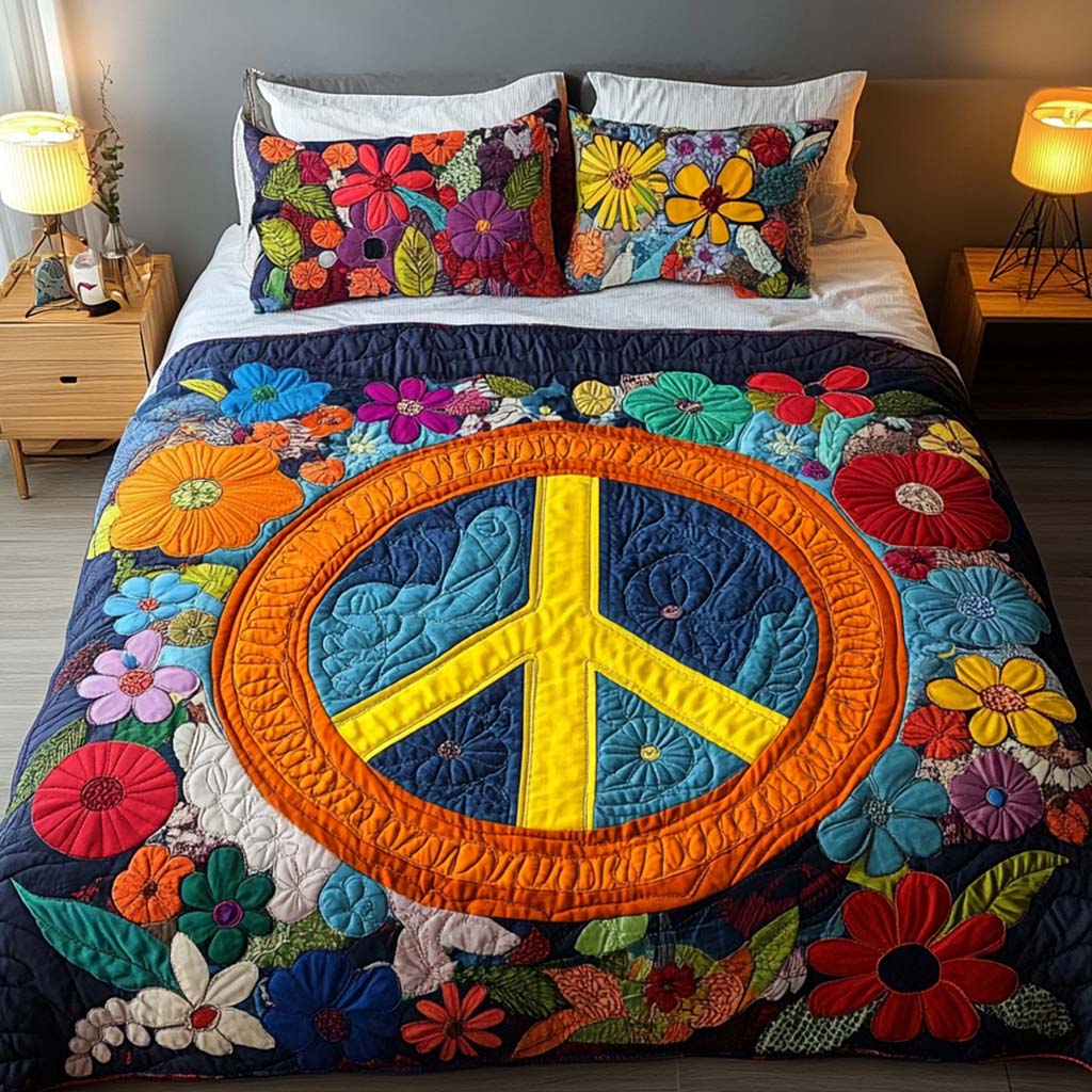 Floral Harmony 3-Piece Quilted Bedding Set - Single (59" x 70")