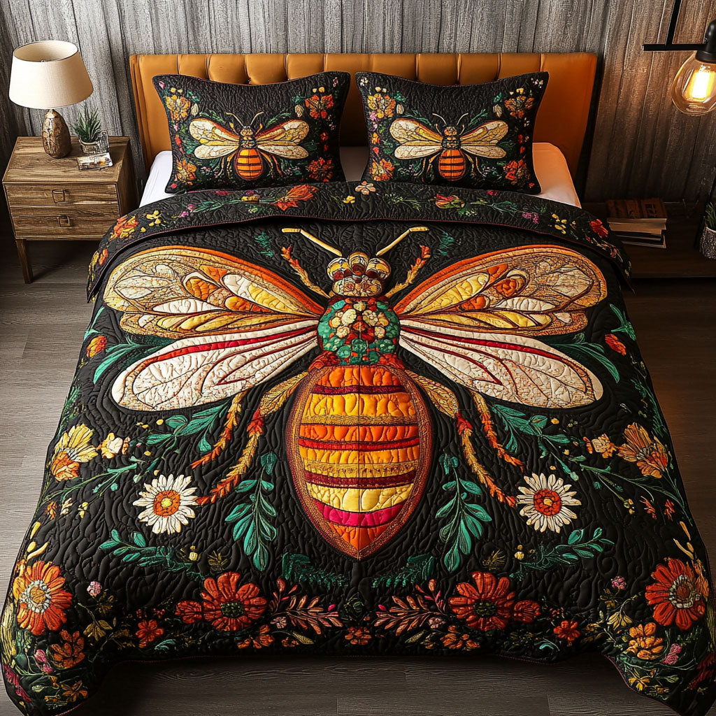 Floral Majesty 3-Piece Quilted Bedding Set - Single (59" x 70")
