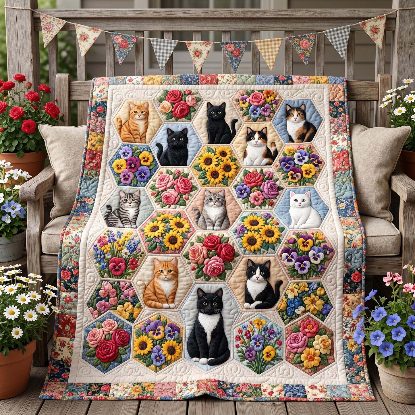 Floral Paws Quilted Blanket - Baby (30" x 40") - Pack 1