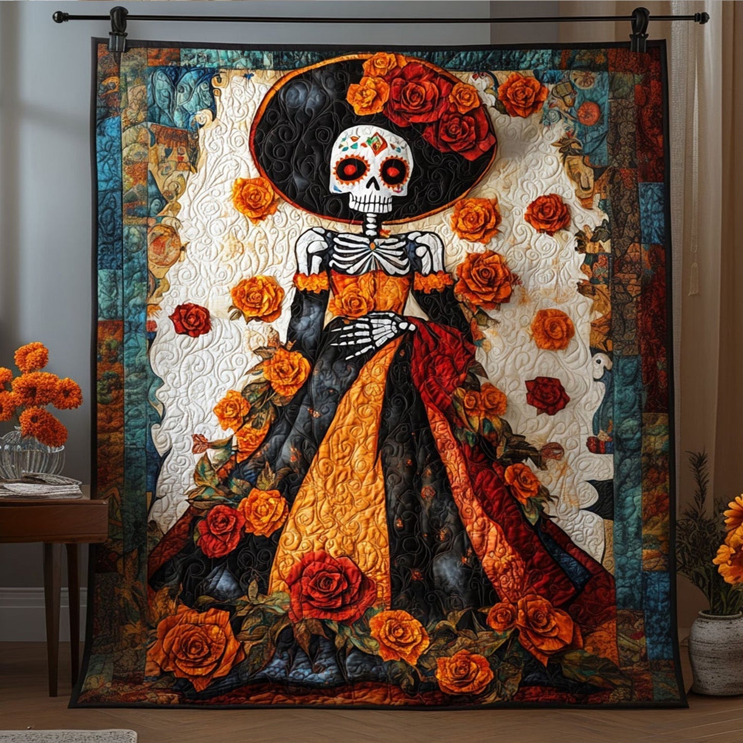 Floral Remembrance Quilted Blanket - Throw (55" x 60")