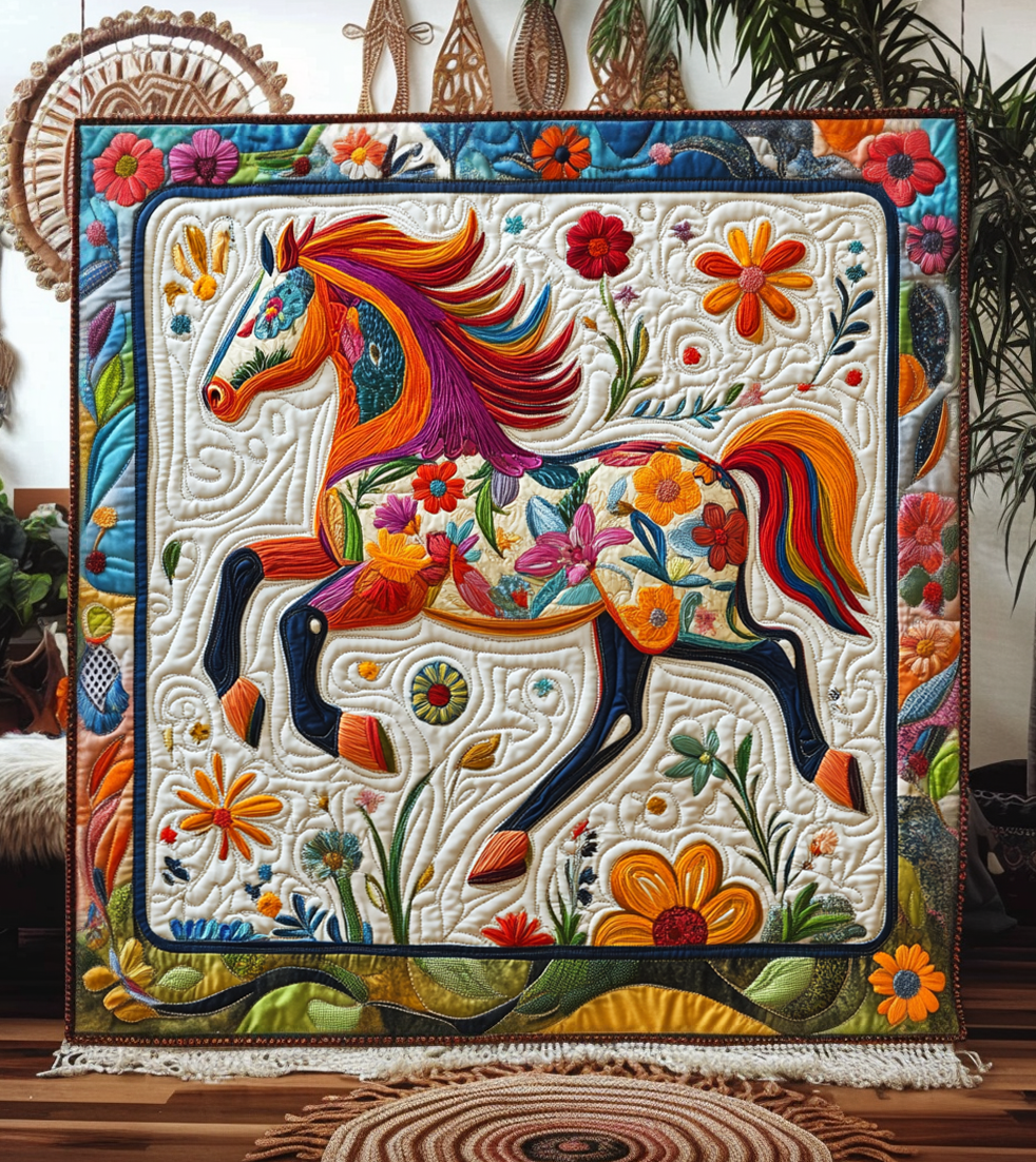 Floral Rider Quilted Blanket - Throw (55" x 60")