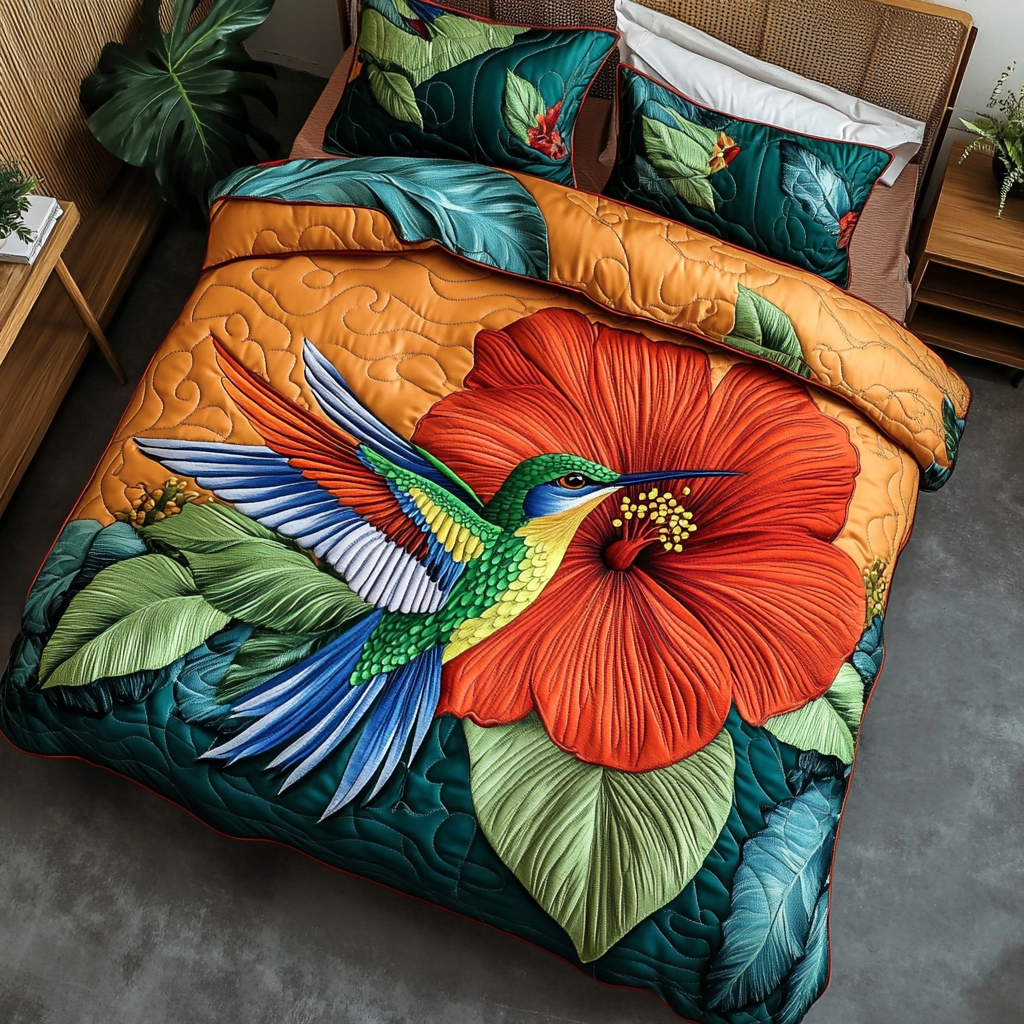 Floral Soar 3-Piece Quilted Bedding Set - Single (59" x 70")