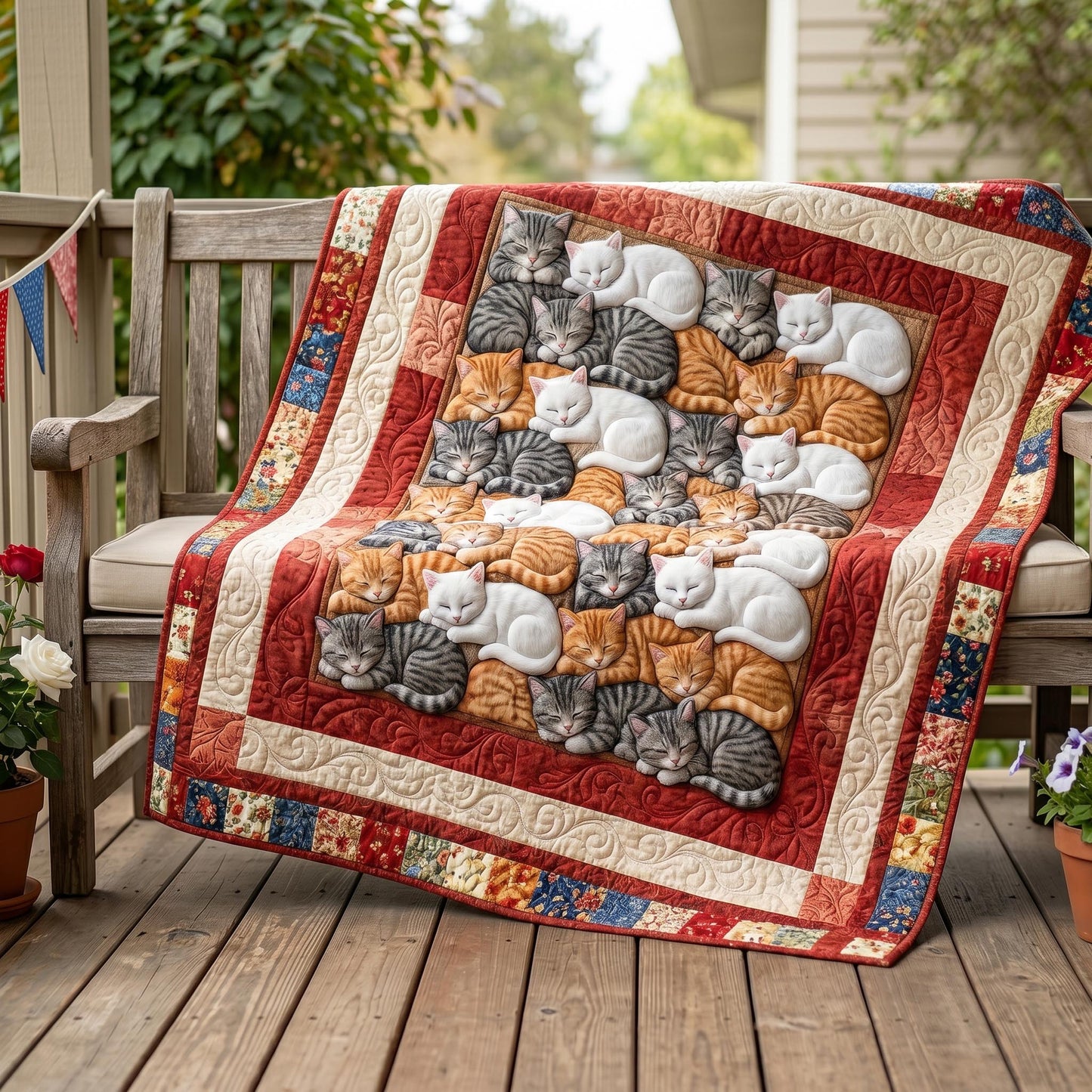 Floral Tabbies Quilted Blanket - Baby (30" x 40") - Pack 1