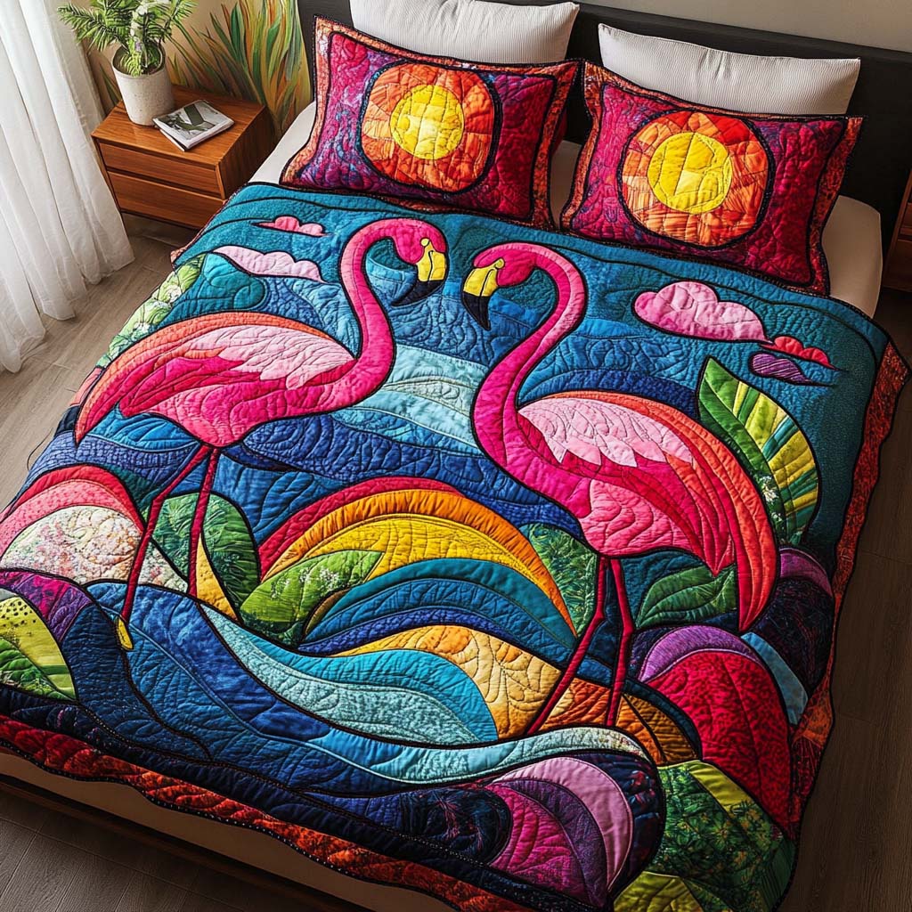 Floral Tropics 3-Piece Quilted Bedding Set - Single (59" x 70")