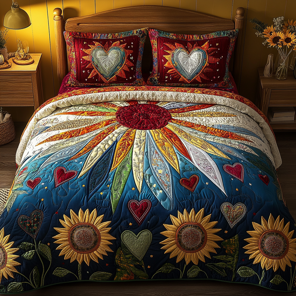 Floral Vista 3-Piece Quilted Bedding Set - Single (59" x 70")