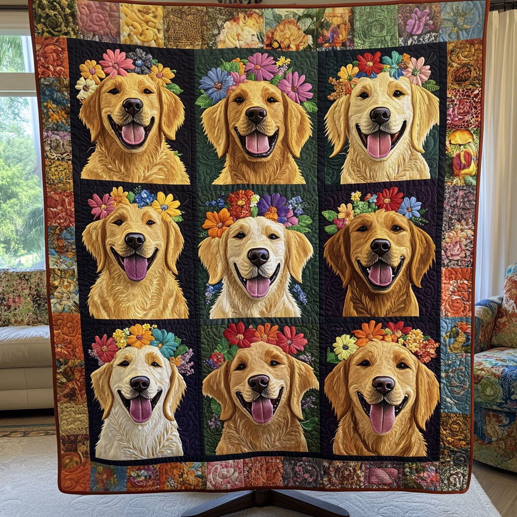 Floral Wag Quilted Blanket - Throw (55" x 60")