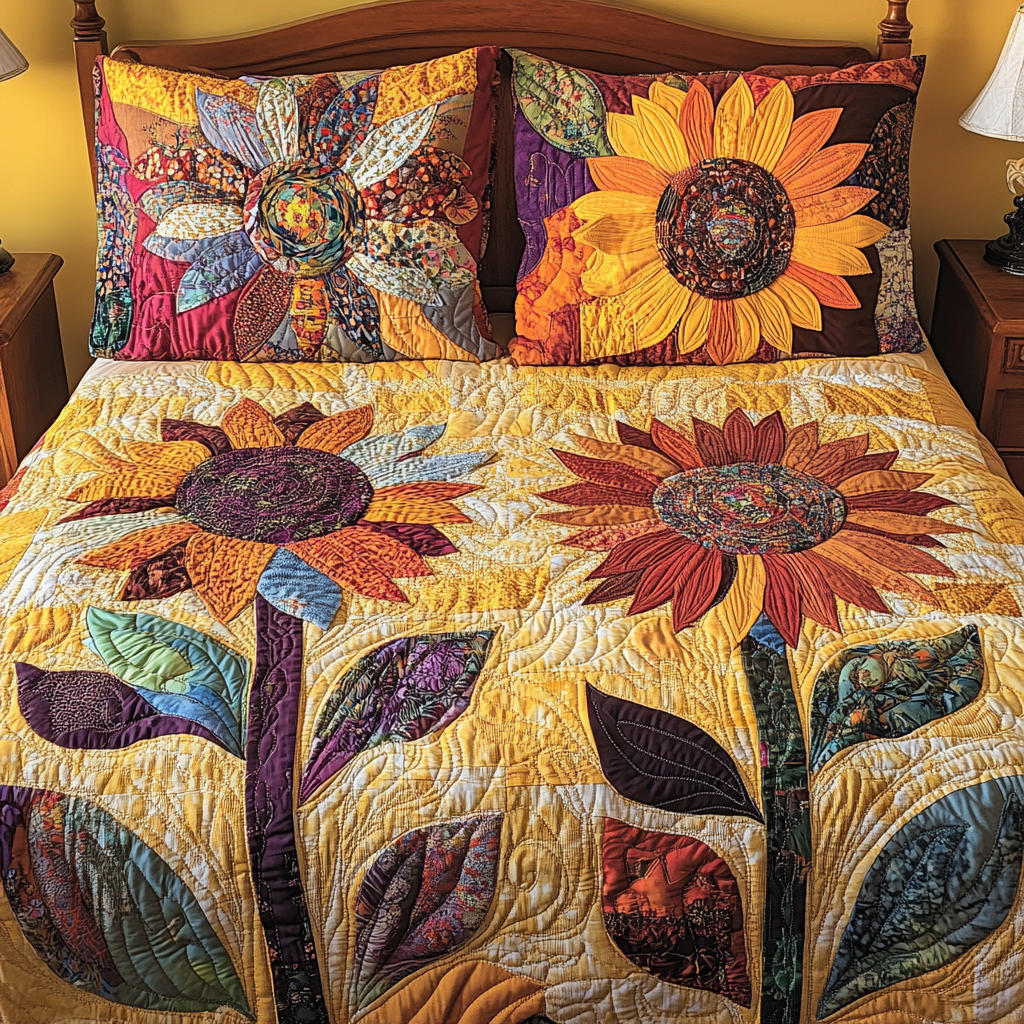 Floral Whimsy 3-Piece Quilted Bedding Set - Single (59" x 70")