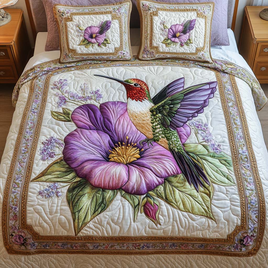 Floral Whispers 3-Piece Quilted Bedding Set - Single (59" x 70")
