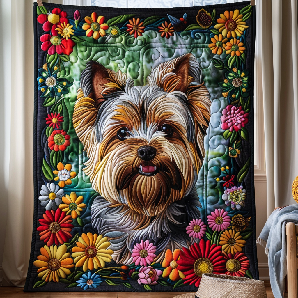 Flower Frame Quilted Blanket - Throw (55" x 60")
