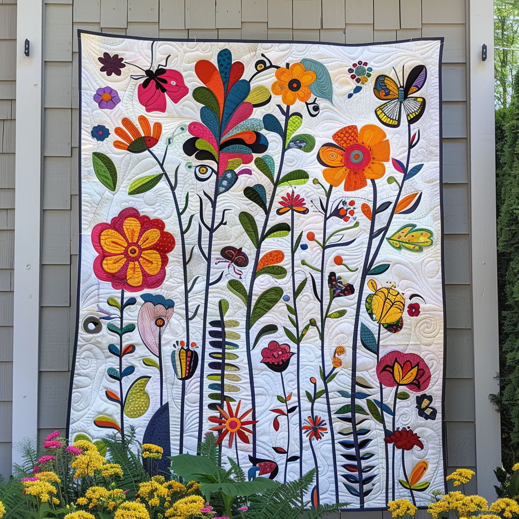 Flower Garden Quilted Blanket - Throw (55" x 60")