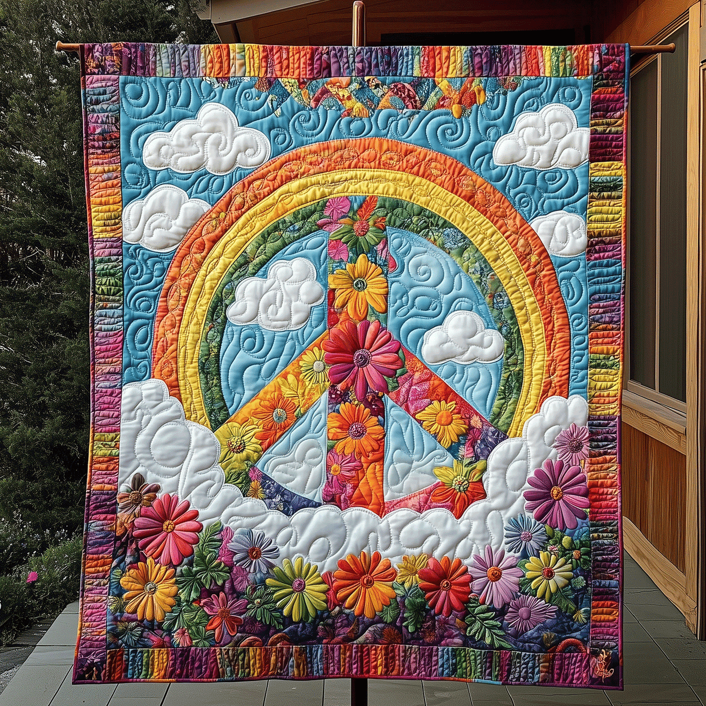 Flower Power Bliss Quilted Blanket - Throw (55" x 60")
