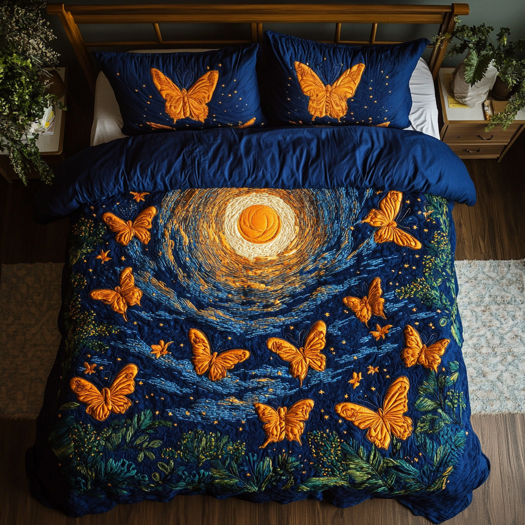 Flutter Bliss 3-Piece Quilted Bedding Set - Single (59" x 70")