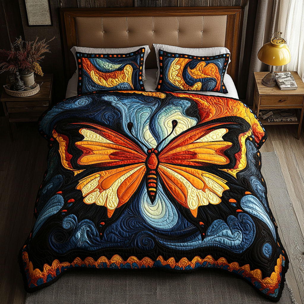 Flutter Grace 3-Piece Quilted Bedding Set - Single (59" x 70")