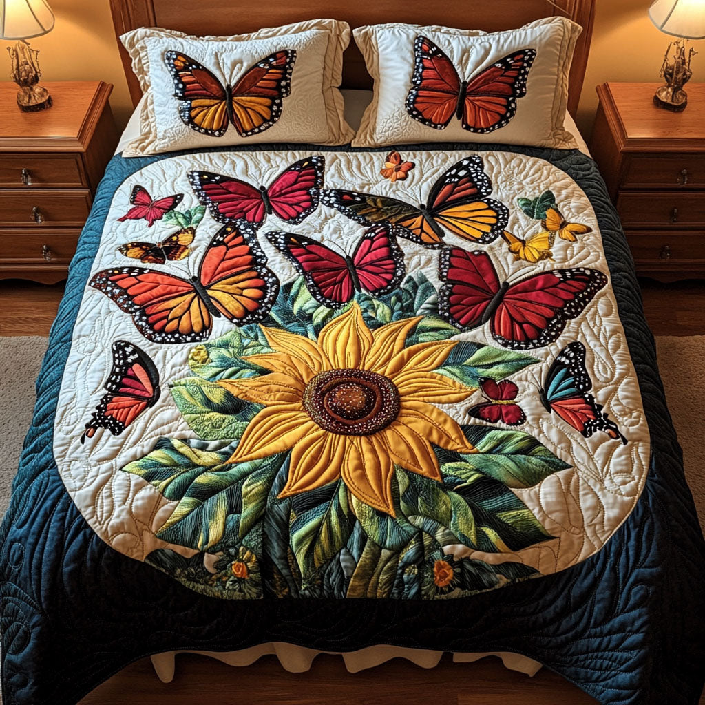 Flutter Haven 3-Piece Quilted Bedding Set - Single (59" x 70")
