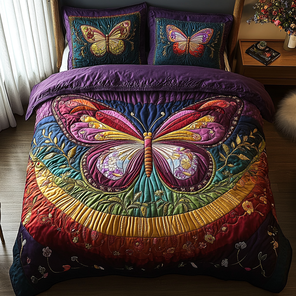 Flutter and Grace Quilted Bedding Set - Single (59" x 70")
