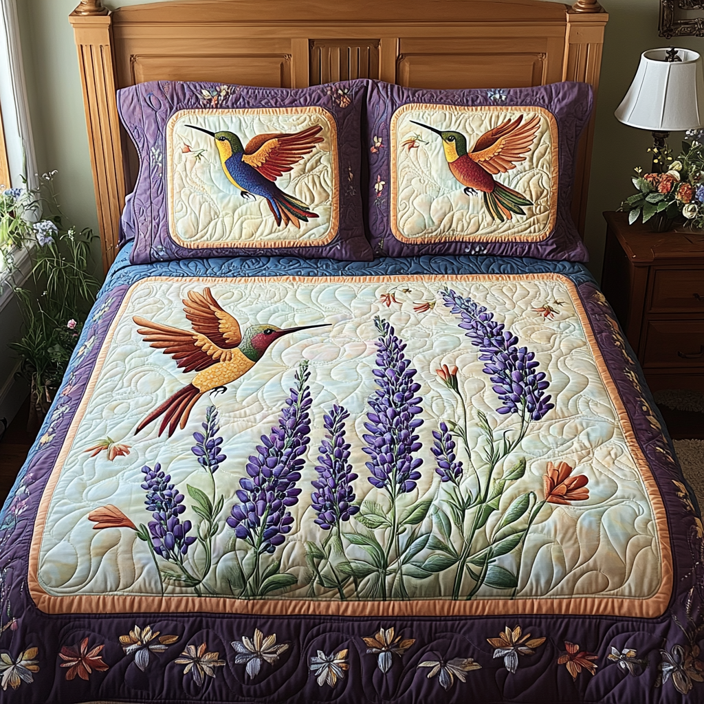 Fluttering Beauty Quilted Bedding Set - Single (59" x 70")