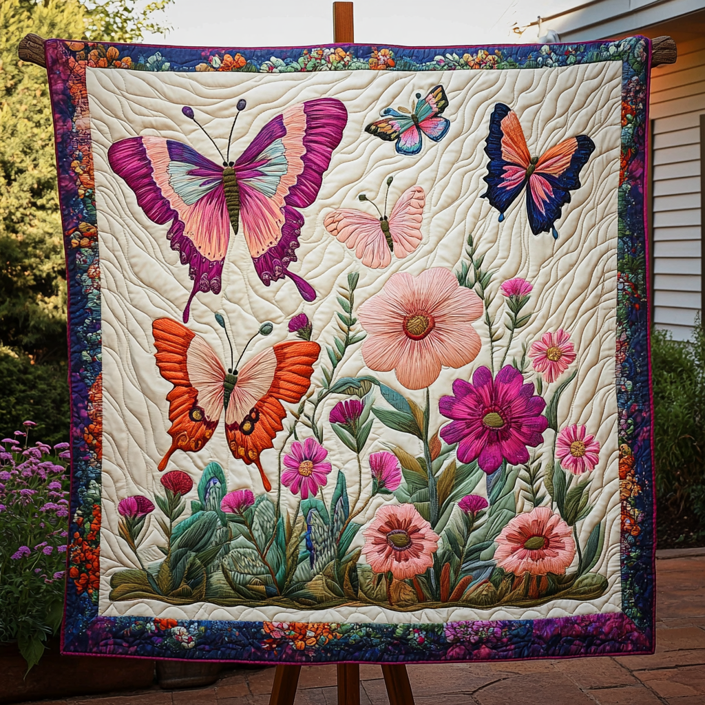 Fluttering Beauty Quilted Blanket - Throw (55" x 60")