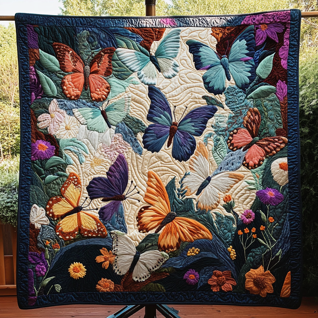 Fluttering Grace Quilted Blanket - Throw (55" x 60")