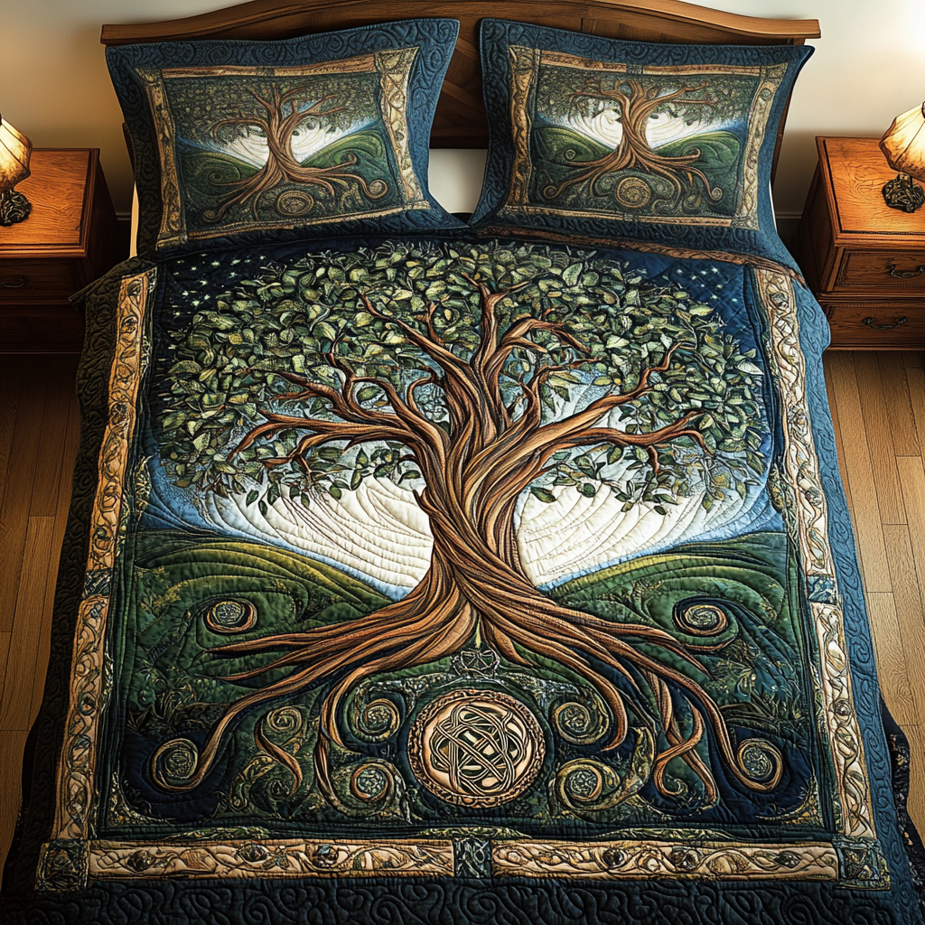 Forest Guardian Haven 3-Piece Quilted Bedding Set - Single (59" x 70")