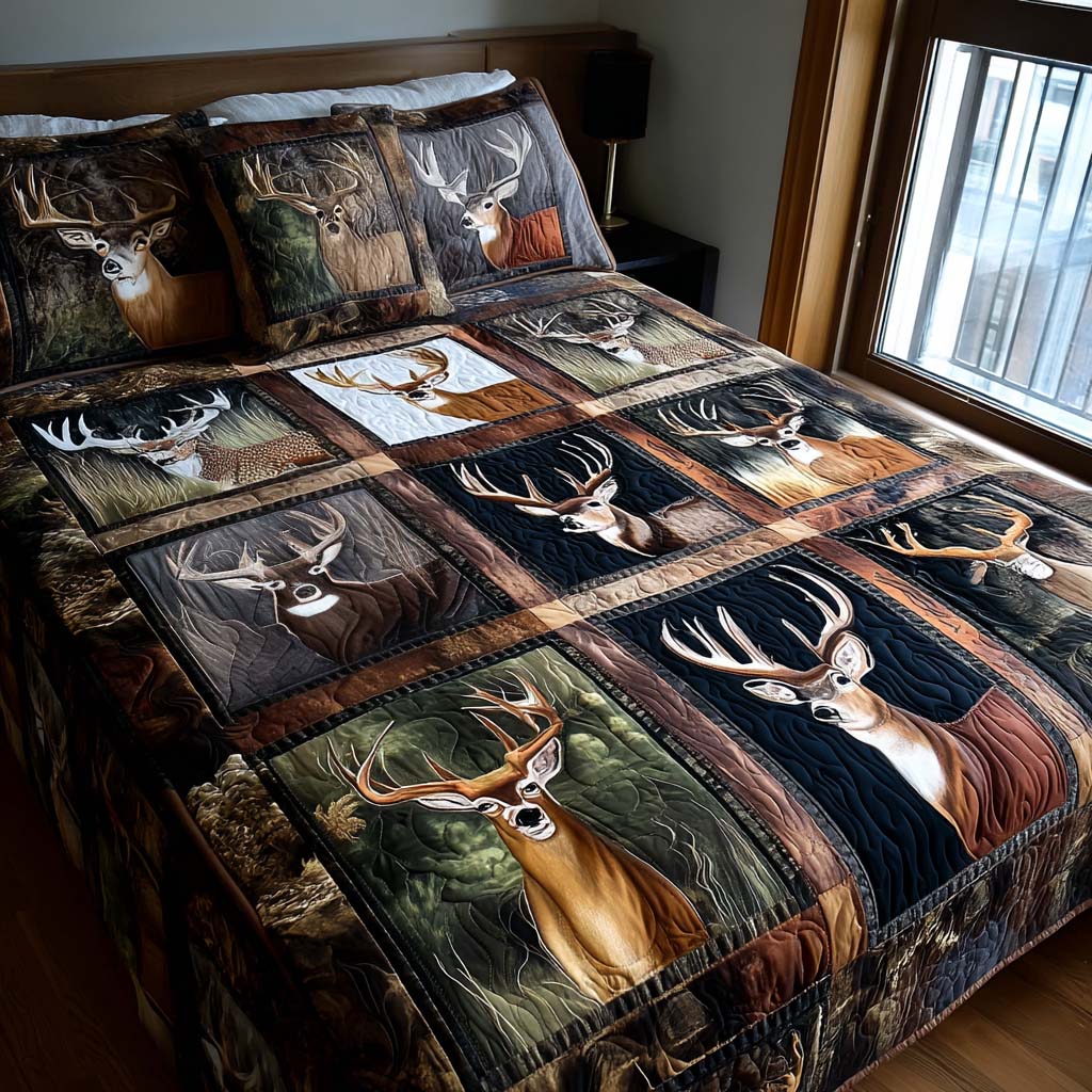 Forest Hunter 3-Piece Quilted Bedding Set - Single (59" x 70")