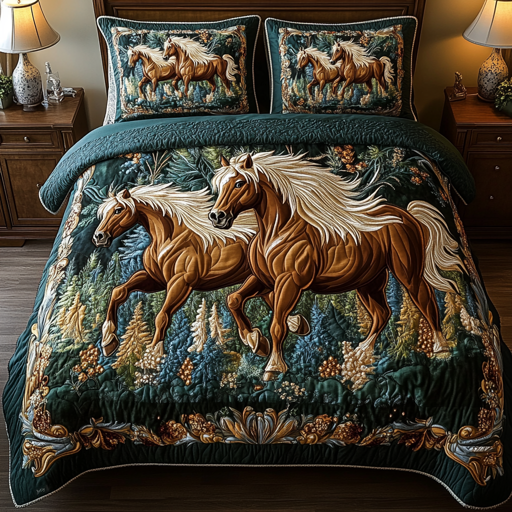 Forest Majesty 3-Piece Quilted Bedding Set - Single (59" x 70")