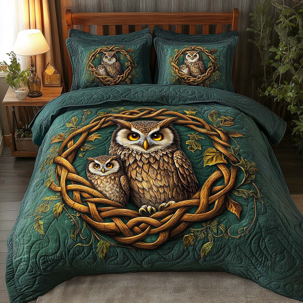 Forest Sentinels 3-Piece Quilted Bedding Set - Single (59" x 70")