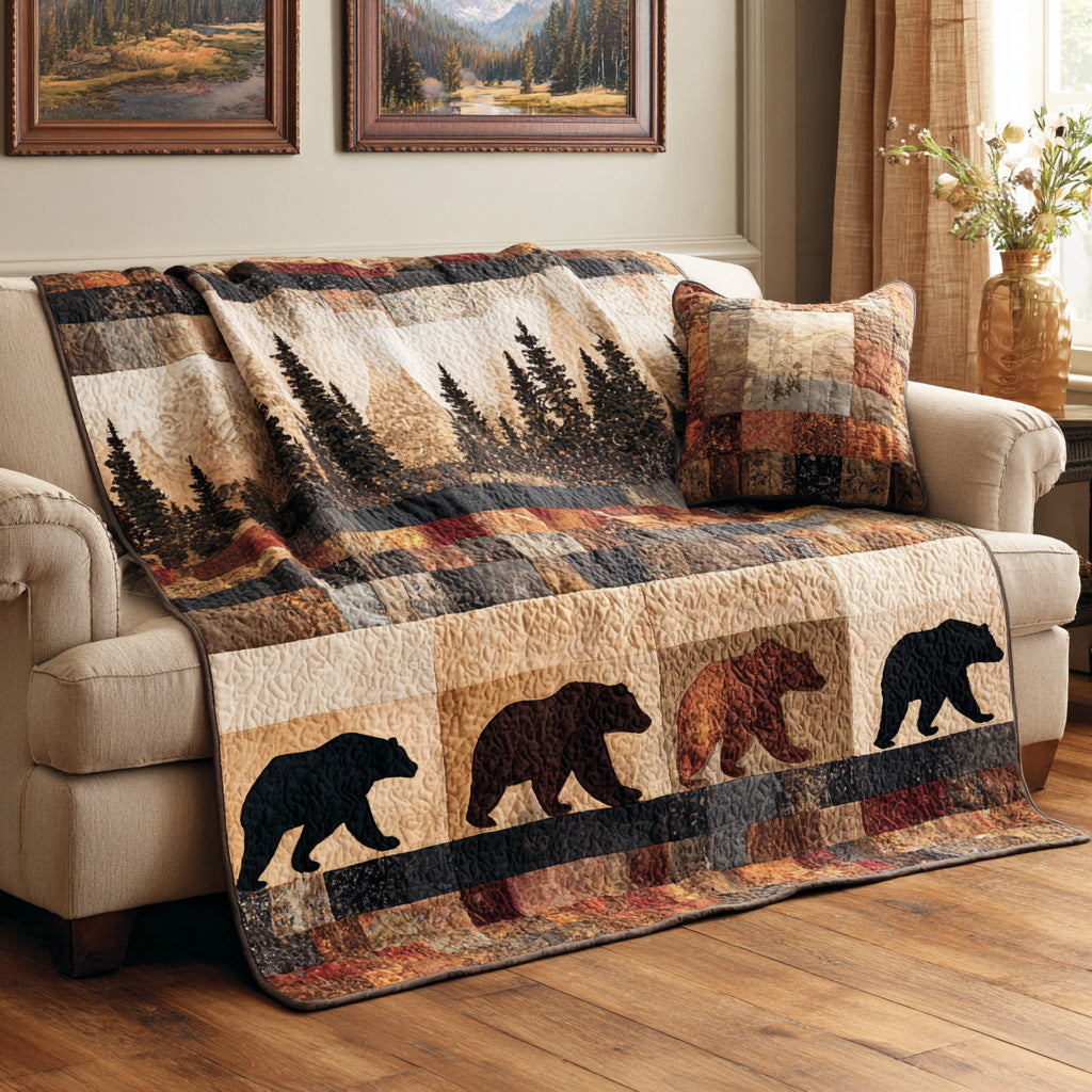 Forest Trail Bears Quilted Blanket - Baby (30" x 40") - Pack 1