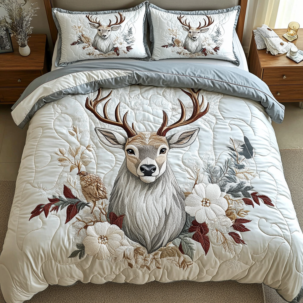 Forest Whisper 3-Piece Quilted Bedding Set - Single (59" x 70")