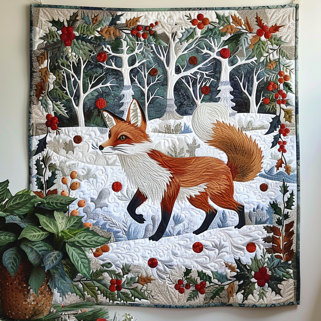 Fox Retreat Quilted Blanket - Throw (55" x 60")