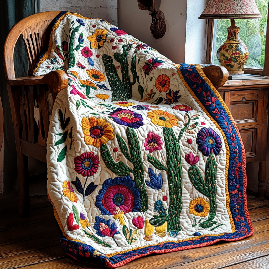 Free Folk Cactus Quilted Blanket - Throw (55" x 60")