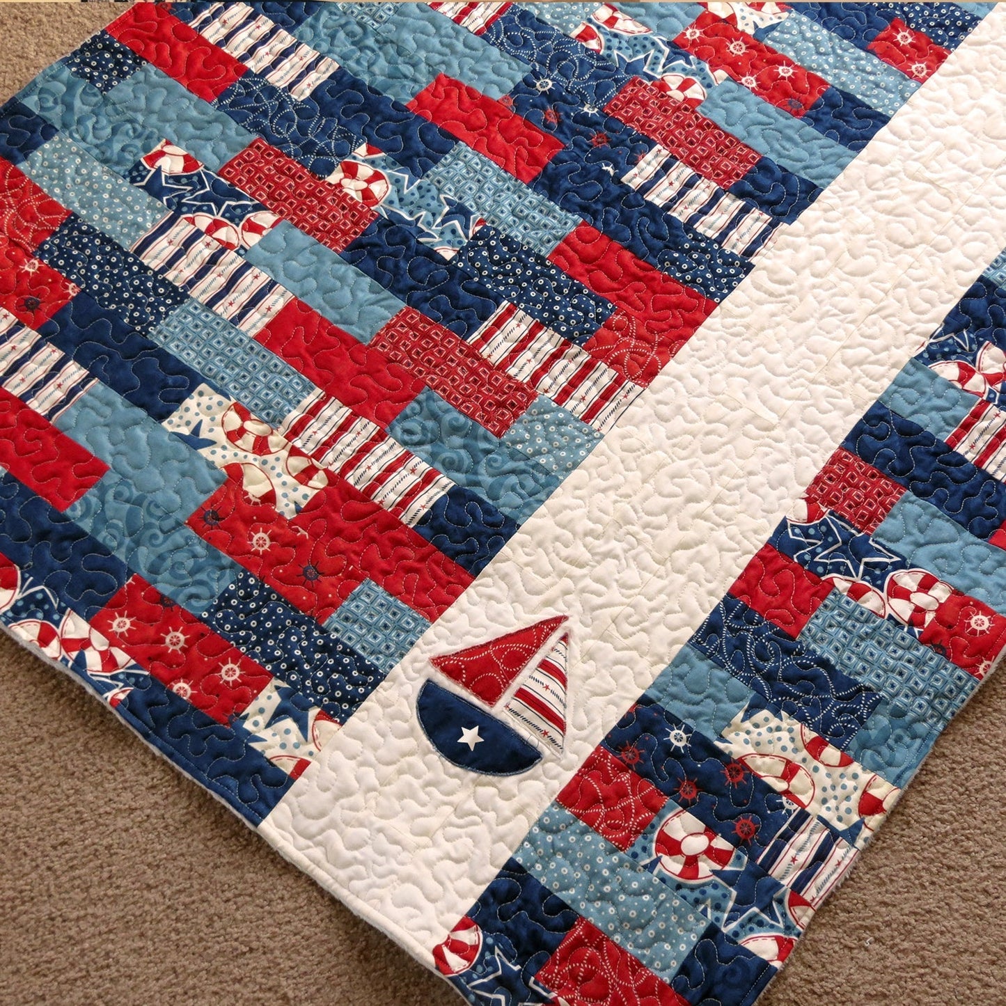 Freedom Boat Quilted Blanket - Throw (55" x 60")