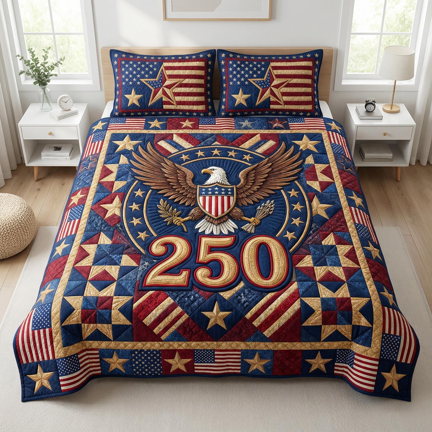 Freedom Eagle 3-Piece Quilted Bedding Set - Single (59" x 70")