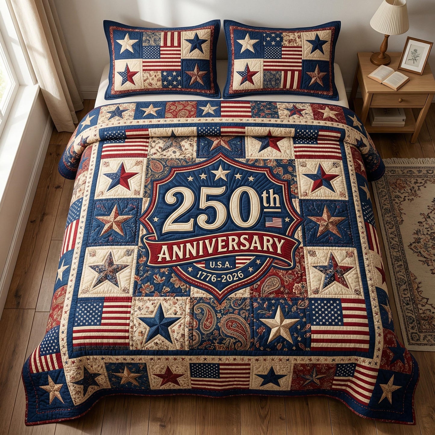 Freedom Star 3-Piece Quilted Bedding Set - Single (59" x 70")