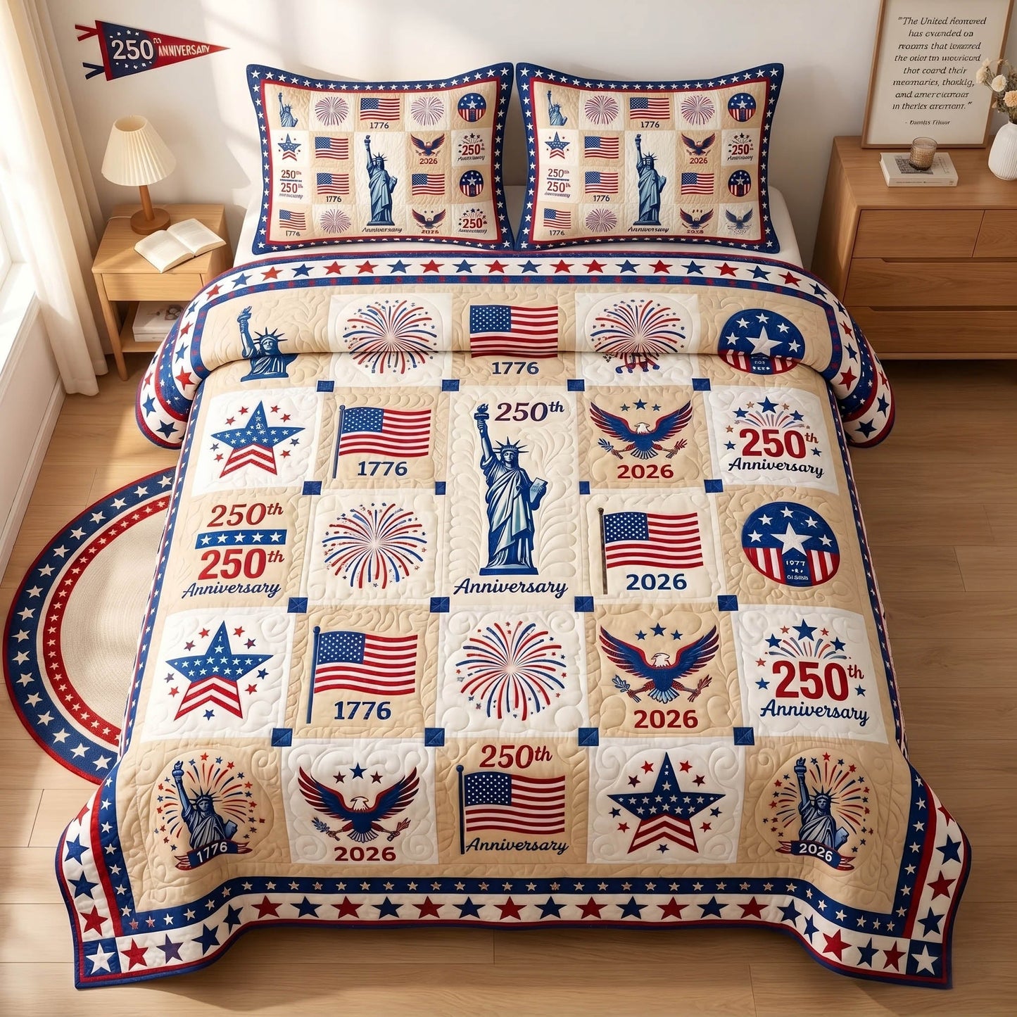 Freedom Tribute 3-Piece Quilted Bedding Set - Single (59" x 70")