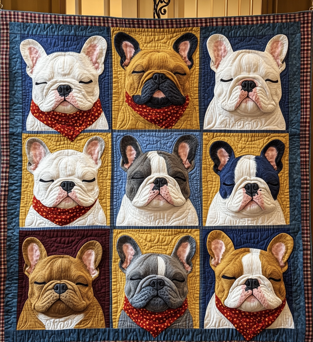 Frenchie Collection Quilted Blanket - Throw (55" x 60")