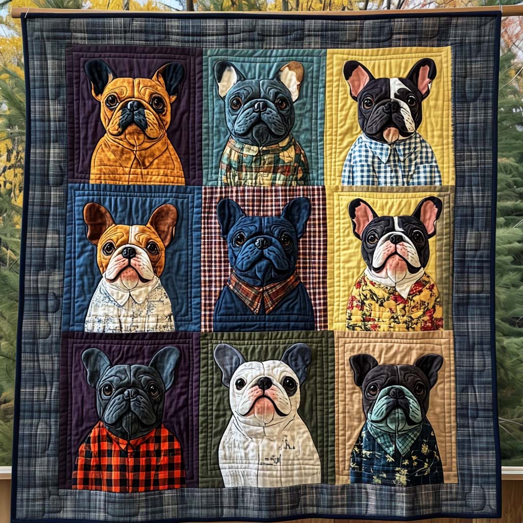 Frenchie Haven Quilted Blanket - Throw (55" x 60")