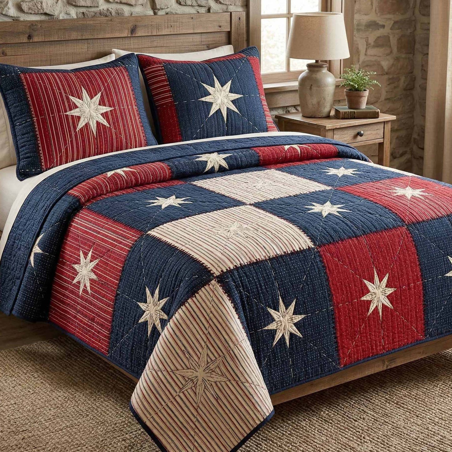 Frontier Patch 3-Piece Quilted Bedding Set - Single (59" x 70")